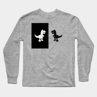 cute monochrome dinosaur illustration for kids high contrast card Long Sleeve T-Shirt